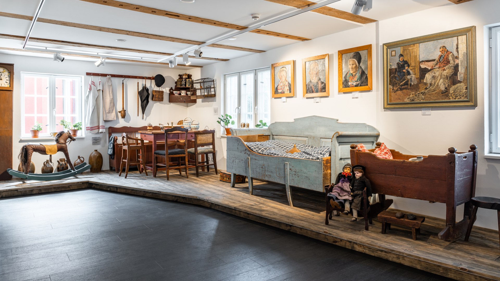 Exhibition of an old parlor in the Mönchgut local history museum