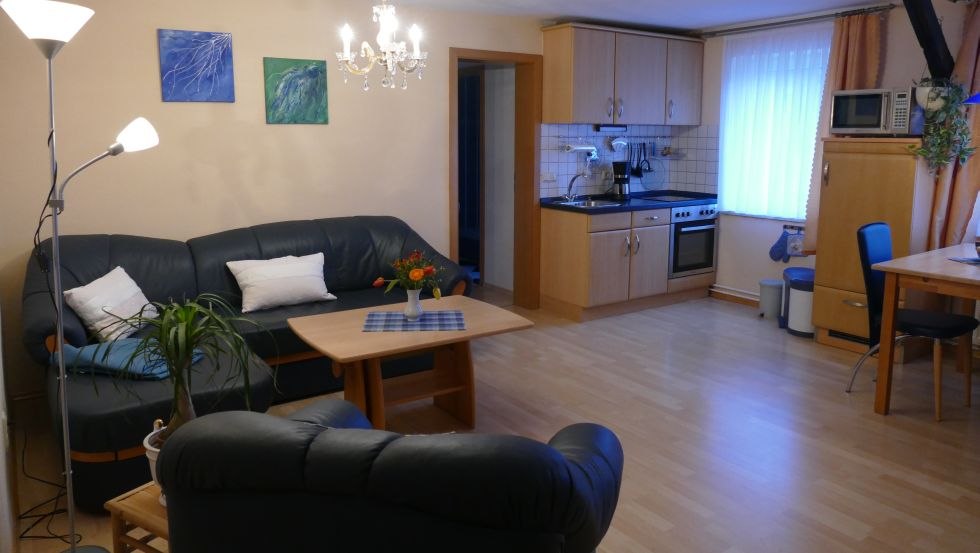 Woonkamer in het vakantieappartement Haus Birgit, © Birgit Prüter