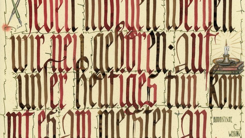 Boeddhistische instructie Gemengde techniek, © Inis Einbeck