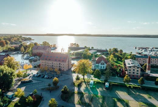 Aerial view of Neustrelitz with the lake in the background