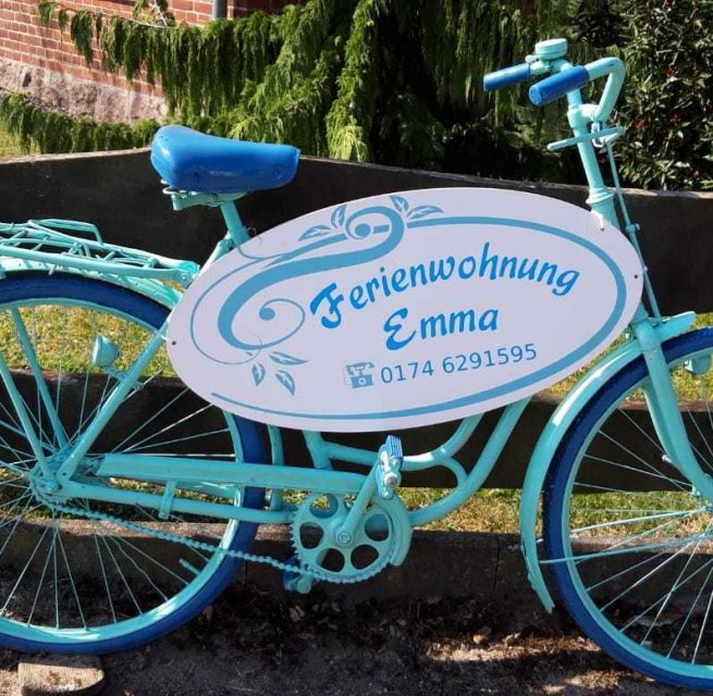 De reclamefiets voor de vakantiewoning "Emma", © Bärbel Kuhrt