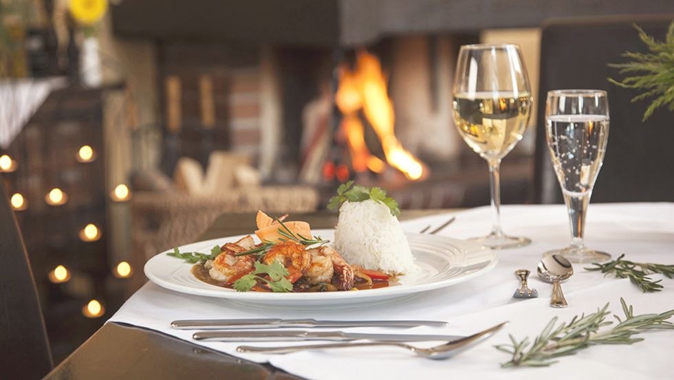 Open haard restaurant "Landhaus" in de Tarnewitzer Hof, © Hotelanlage Tarnewitzer Hof