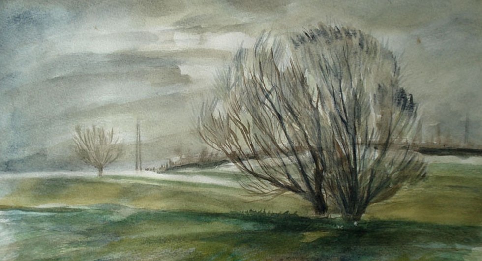 Akwarela, resztki śniegu, © R.Gercken