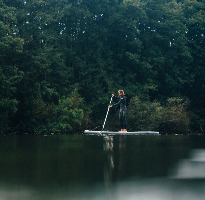 On the way on the Granzower Möschen in the Mecklenburg Lake District with the SUP, © TMV/Gänsicke