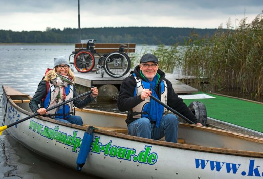 In the Müritz National Park there are lowered footbridges that allow wheelchair users to access the canoes., © TMV/Ulrich